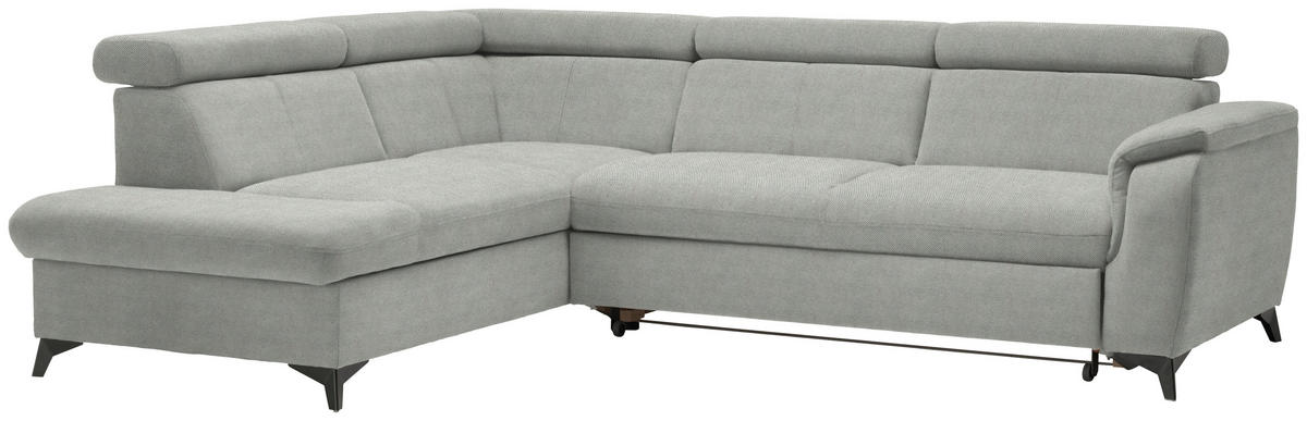 ECKSOFA in Webstoff Silberfarben  - Silberfarben/Schwarz, Design, Textil/Metall (203/260cm) - Stylife