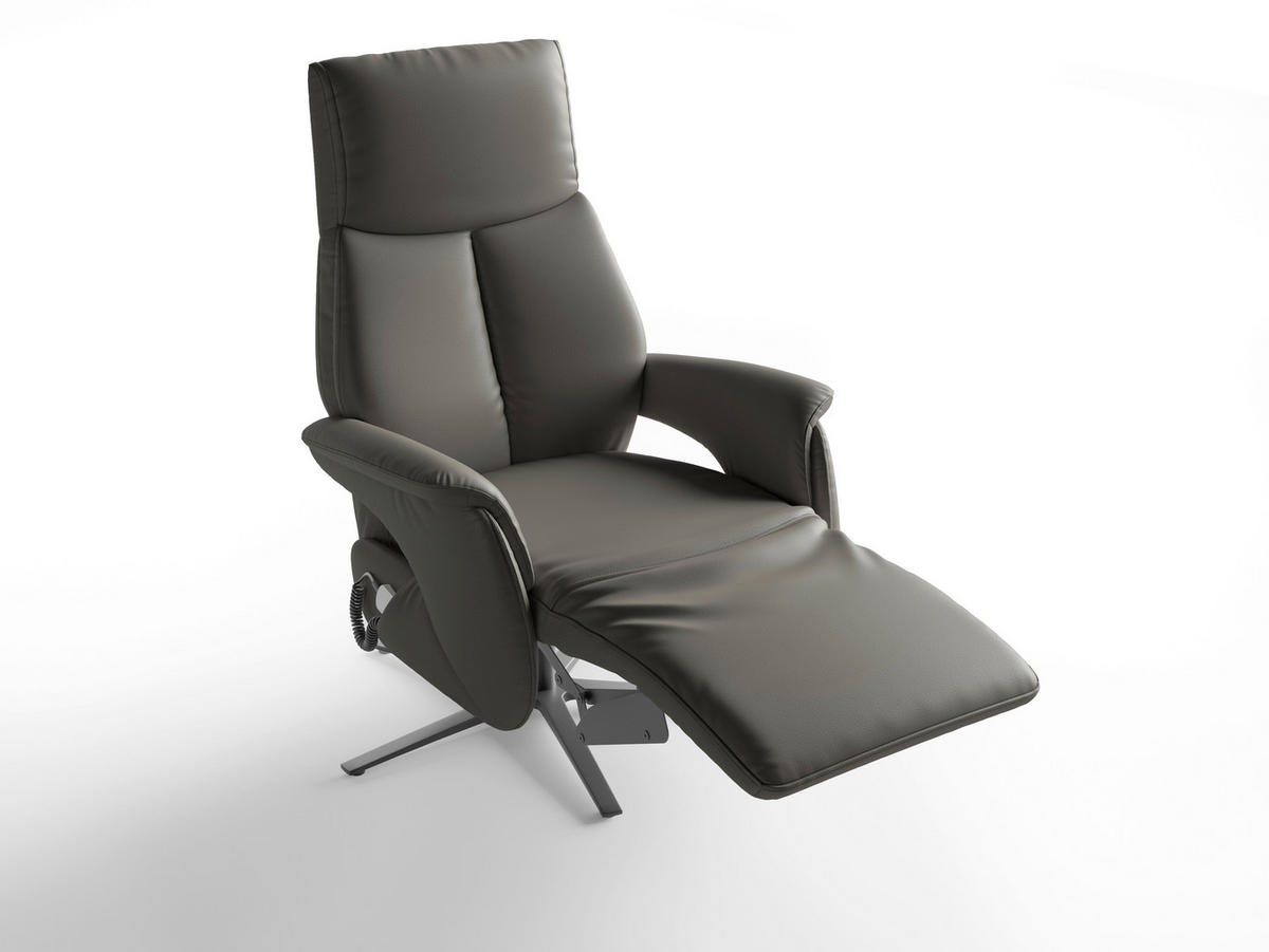 RELAXSESSEL Leder Anthrazit  - Anthrazit/Schwarz, Basics, Leder/Metall (75/110/85cm) - Sit & More