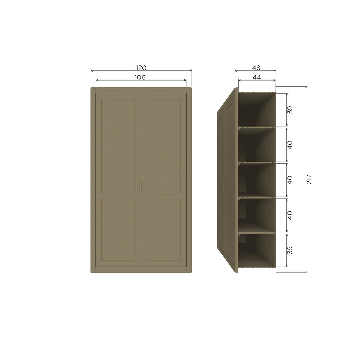 MEHRZWECKSCHRANK 120/217/48 cm  in Schwarz  - Schwarz, Design, Holz (120/217/48cm) - Livetastic