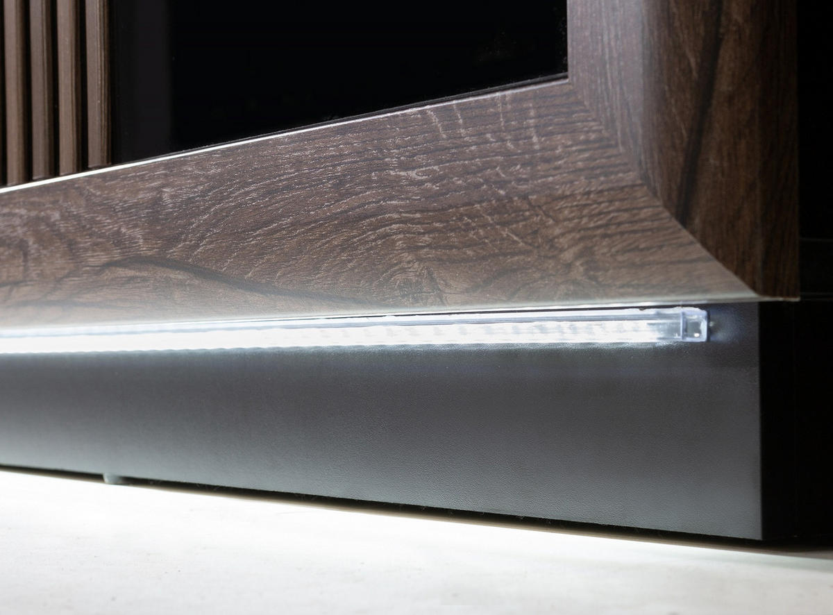 VITRINSKÅP i svart, ekfärgad  - svart/ekfärgad, Design, metall/trämaterial (73,3/197/42,3cm) - Xora