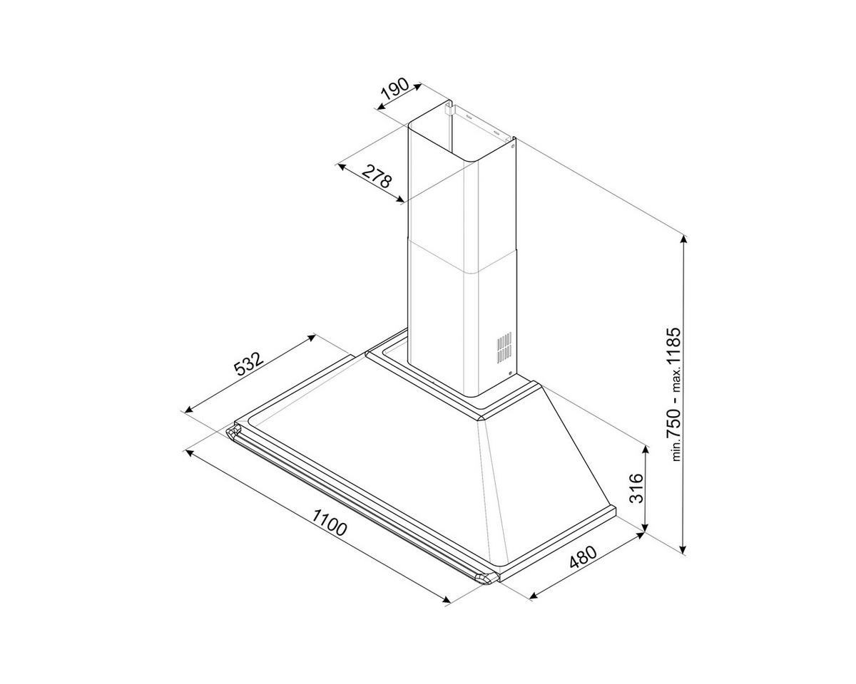 DUNSTABZUGSHAUBE KT110PE  - Creme, Basics, Metall (110/90/53,2cm) - SMEG