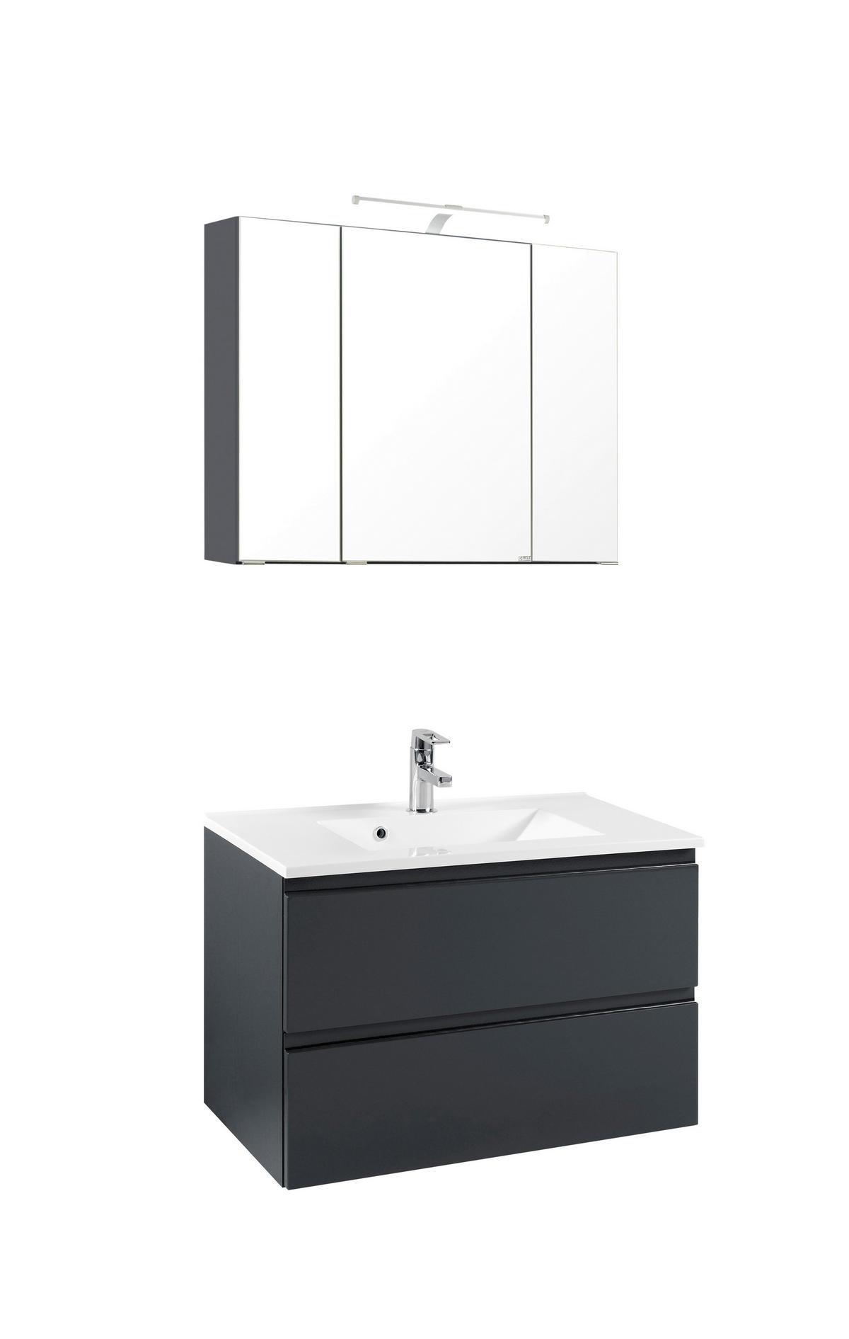 BADEZIMMER  in 80 cm  - Weiss/Grau, Design, Holzwerkstoff/Stein (80cm) - Held
