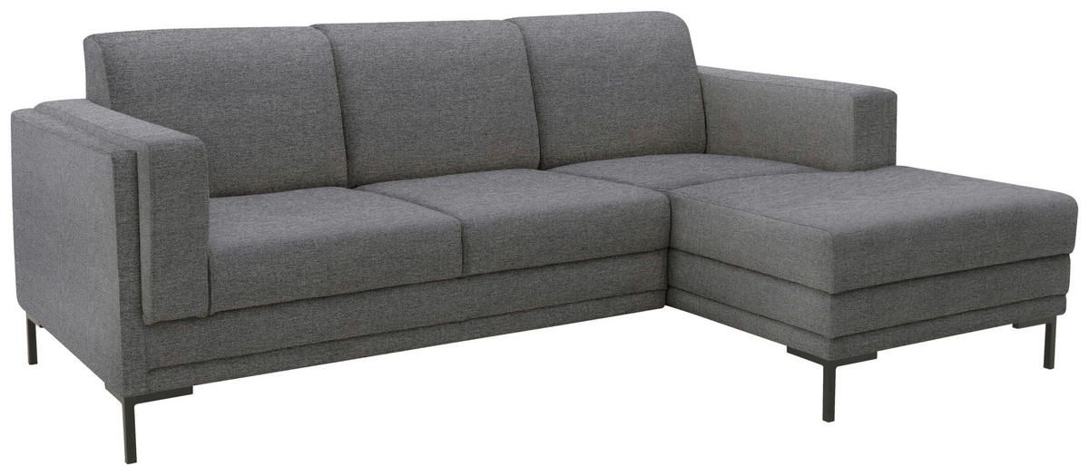 ECKSOFA Looks VII Grau Webstoff  - Schwarz/Grau, Design, Textil/Metall (214/146cm) - LOOKS by W.Joop