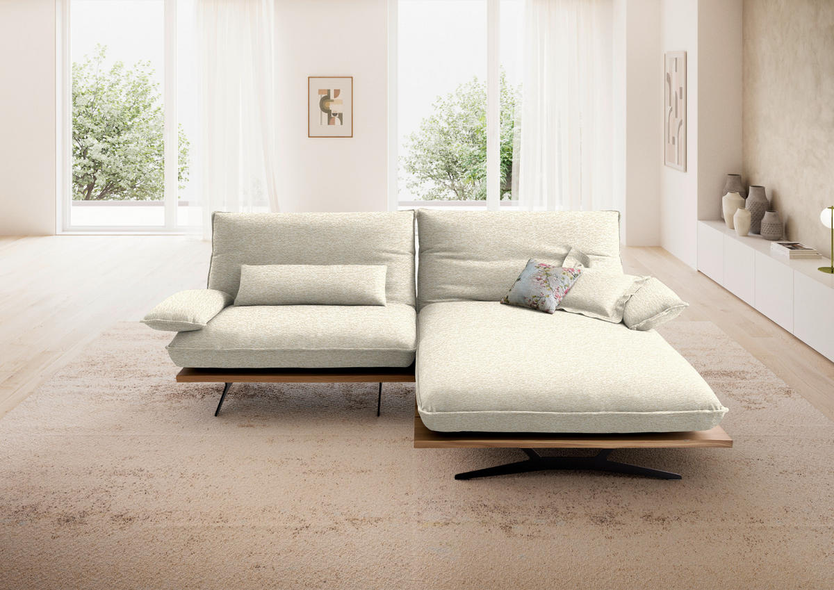 ECKSOFA  in Chenille, Flachgewebe Beige, Wildeiche  284/161 cm  - Wildeiche/Beige, Design, Holz/Textil (284/161cm) - Koinor