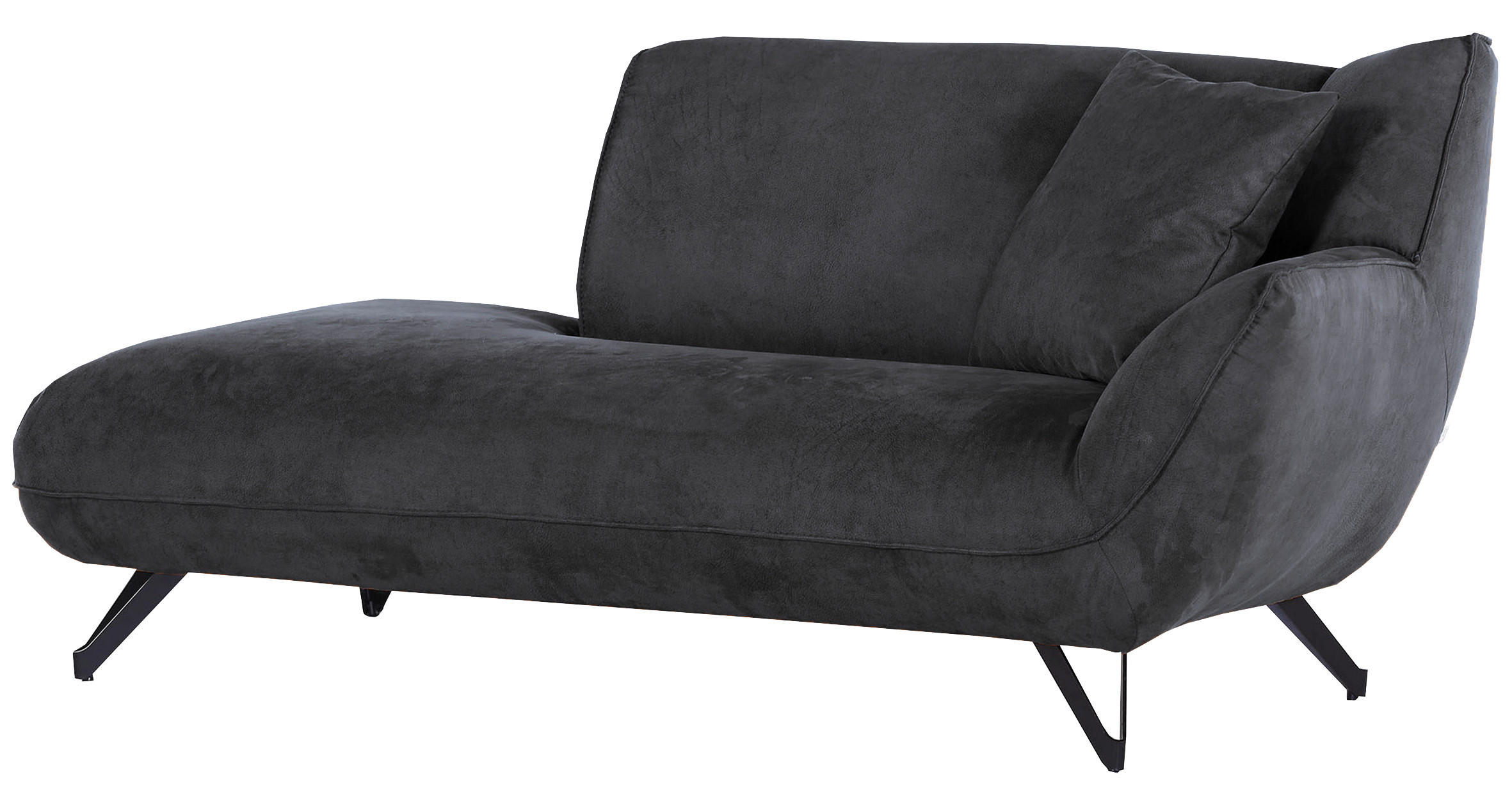 CHAISELONGUE TABALUGA TABALUGA Mikrofaser Anthrazit  - Anthrazit/Schwarz, Design, Textil/Metall (190/90/95cm) - Carryhome