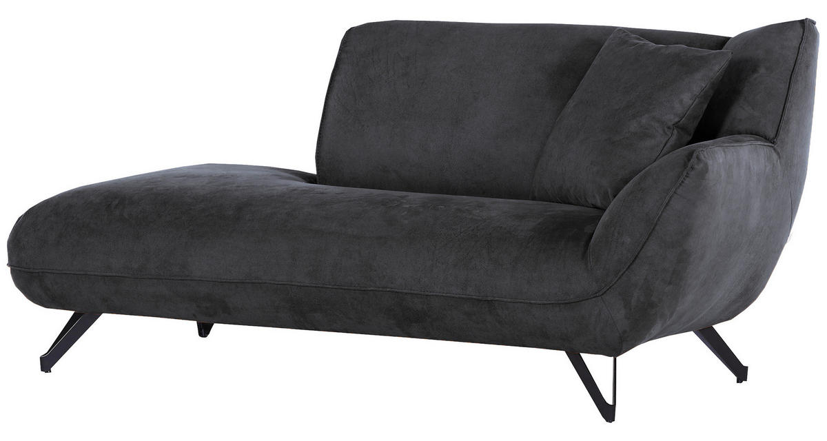 CHAISELONGUE TABALUGA TABALUGA Mikrofaser Anthrazit  - Anthrazit/Schwarz, Design, Textil/Metall (190/90/95cm) - Carryhome