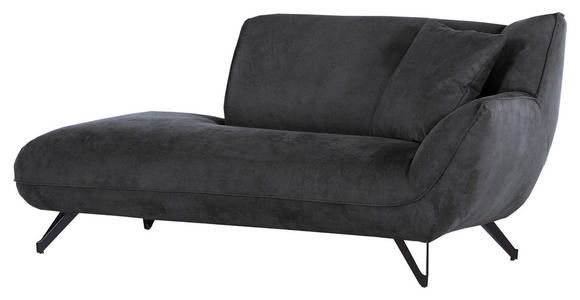 CHAISELONGUE TABALUGA Mikrofaser Anthrazit  - Anthrazit/Schwarz, Design, Textil/Metall (190/90/95cm) - Carryhome