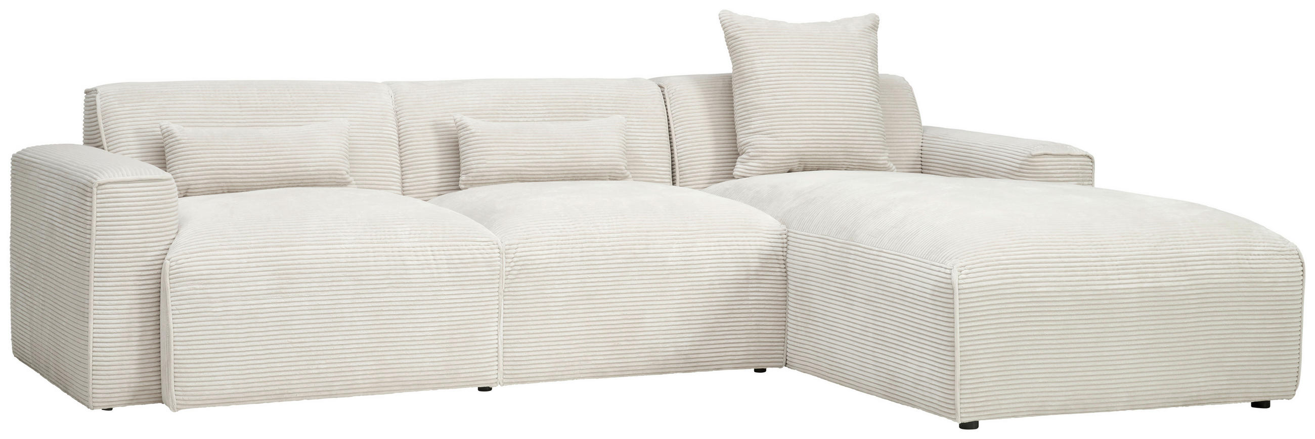 ECKSOFA Beige Cord  - Beige/Schwarz, Design, Kunststoff/Textil (303/196cm) - Livetastic