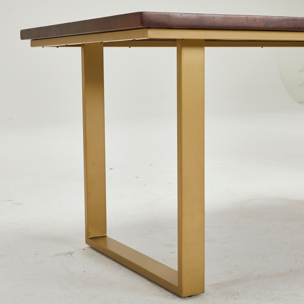 ESSTISCH in Holz, Metall 160/90/76 cm   - Goldfarben/Walnussfarben, Natur, Holz/Metall (160/90/76cm) - MID.YOU