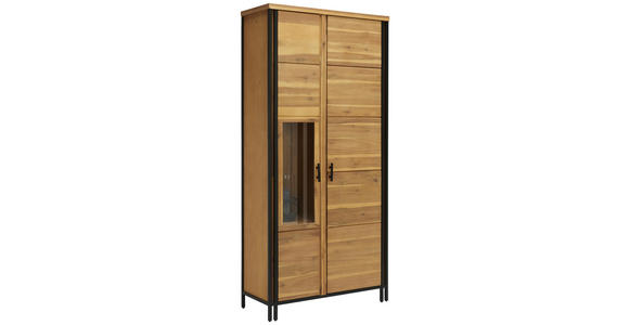 VITRINE in furniert, massiv Akazie Schwarz, Akaziefarben - Anthrazit/Schwarz, LIFESTYLE, Glas/Holz (94/199,2/40cm) - Landscape