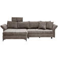 ECKSOFA Taupe Chenille  - Taupe/Schwarz, KONVENTIONELL, Textil/Metall (291/153cm) - Hom`in