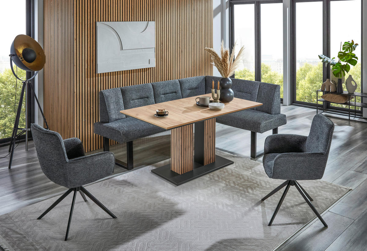 ARMLEHNSTUHL  Typenauswahl, inklusive Armlehnen Webstoff  - Schwarz/Graphitfarben, Design, Textil/Metall (61/85/63cm) - Valdera