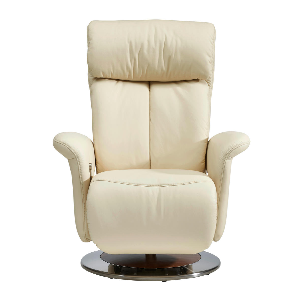 FERNSEHSESSEL in Creme, Edelstahlfarben  - Edelstahlfarben/Creme, Basics, Leder/Holz (82/109/90cm) - Himolla