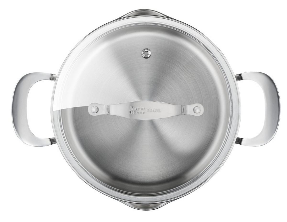 KOCHTOPFSET Jamie Oliver COOK SMART 7-teilig  - Alufarben, Basics, Glas/Metall - Tefal