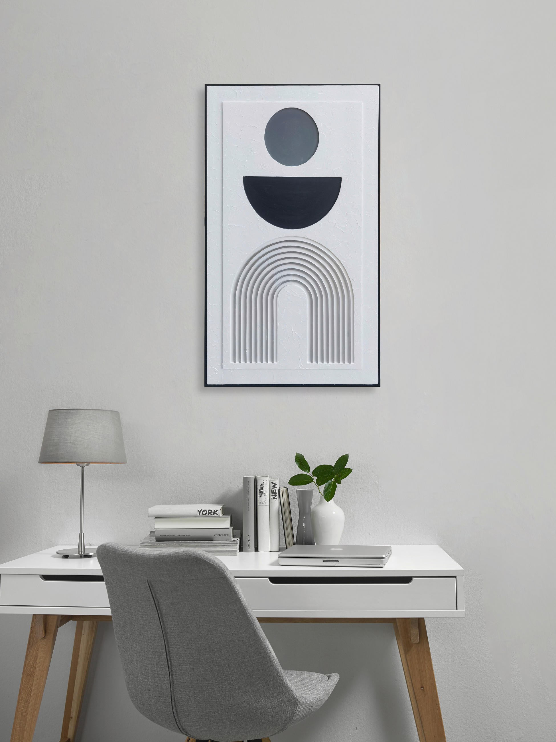 TABLOU PE PÂNZĂ 70/120 cm  - alb/negru, Design, plastic/lemn (70/120cm) - Monee