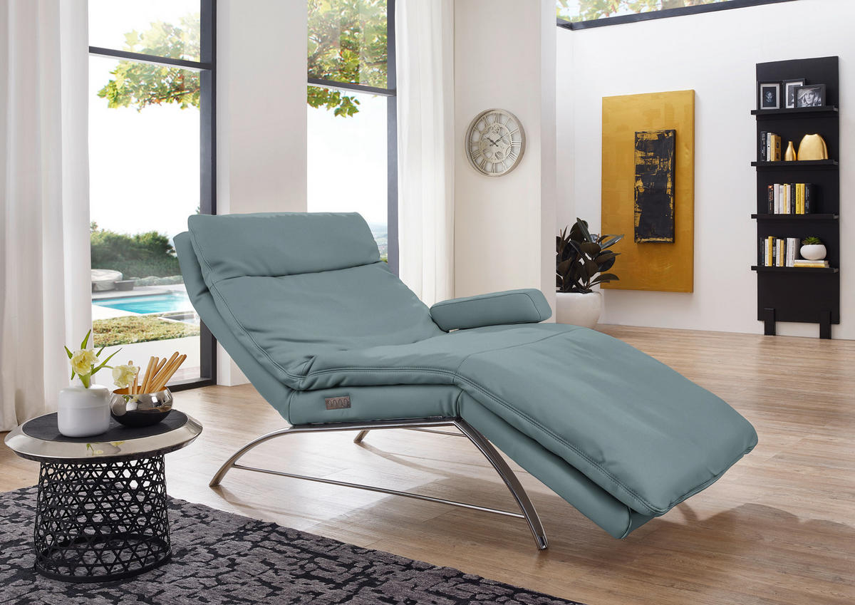 RELAXLIEGE Echtleder Blau  - Blau/Alufarben, Basics, Leder (95/91/170cm) - Chilliano