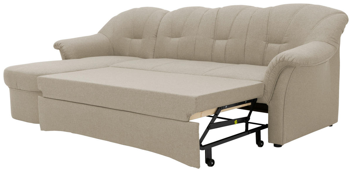 ECKSCHLAFSOFA in Webstoff Schlammfarben  - Schlammfarben/Schwarz, KONVENTIONELL, Kunststoff/Textil (142/233cm) - MID.YOU