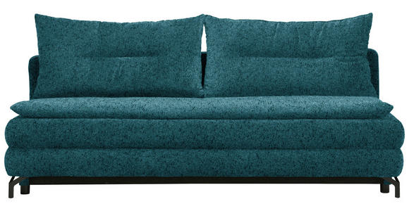 SCHLAFSOFA in Chenille, Plüsch Petrol - Petrol/Schwarz, MODERN, Textil/Metall (208/73/92/102cm) - Novel