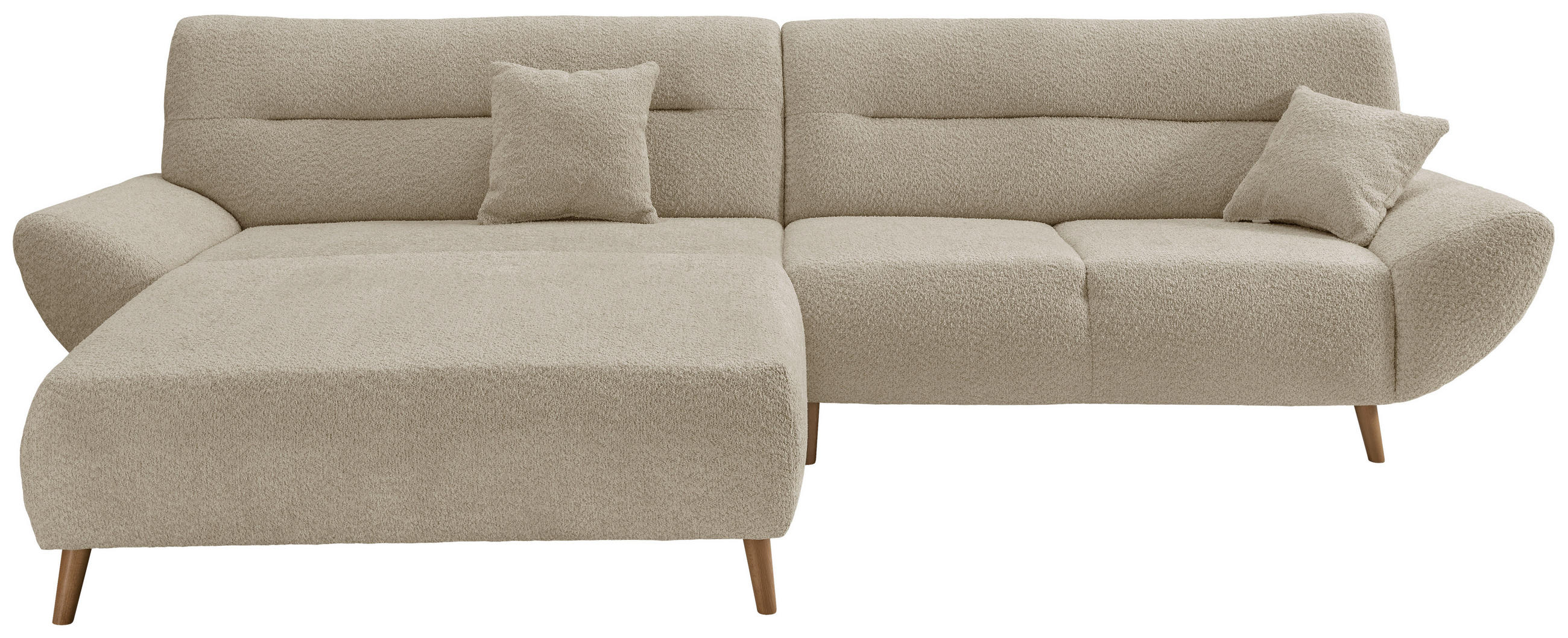 ECKSOFA in Bouclé Beige  166/290 cm  - Wildeiche/Beige, KONVENTIONELL, Holz/Textil (166/290cm) - MID.YOU
