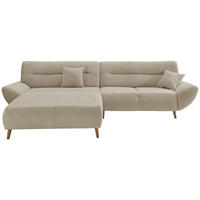 ECKSOFA in Bouclé Beige  - Wildeiche/Beige, Konventionell, Holz/Textil (166/290cm) - MID.YOU