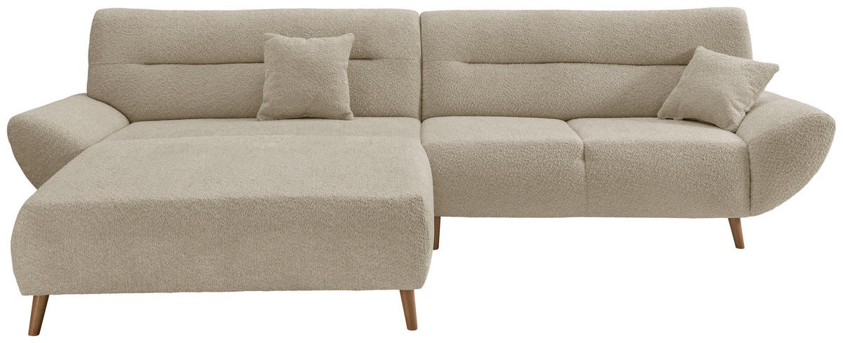 ECKSOFA in Bouclé Beige  - Wildeiche/Beige, Konventionell, Holz/Textil (166/290cm) - MID.YOU