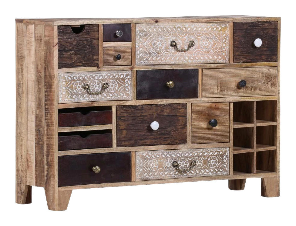 SIDEBOARD 114/80/39 cm  in Multicolor, Naturfarben  - Dunkelbraun/Messingfarben, Design, Holz/Metall (114/80/39cm) - Landscape