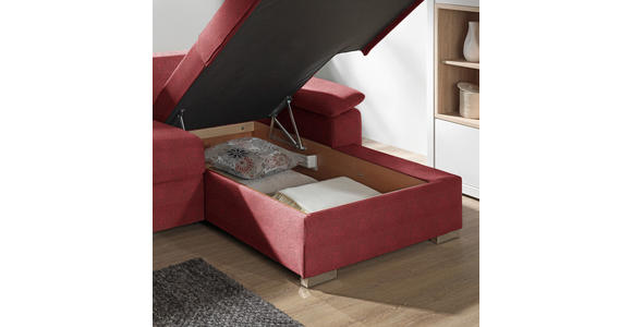 ECKSOFA in Flachgewebe Rot - Chromfarben/Rot, KONVENTIONELL, Textil/Metall (285/176cm) - Novel