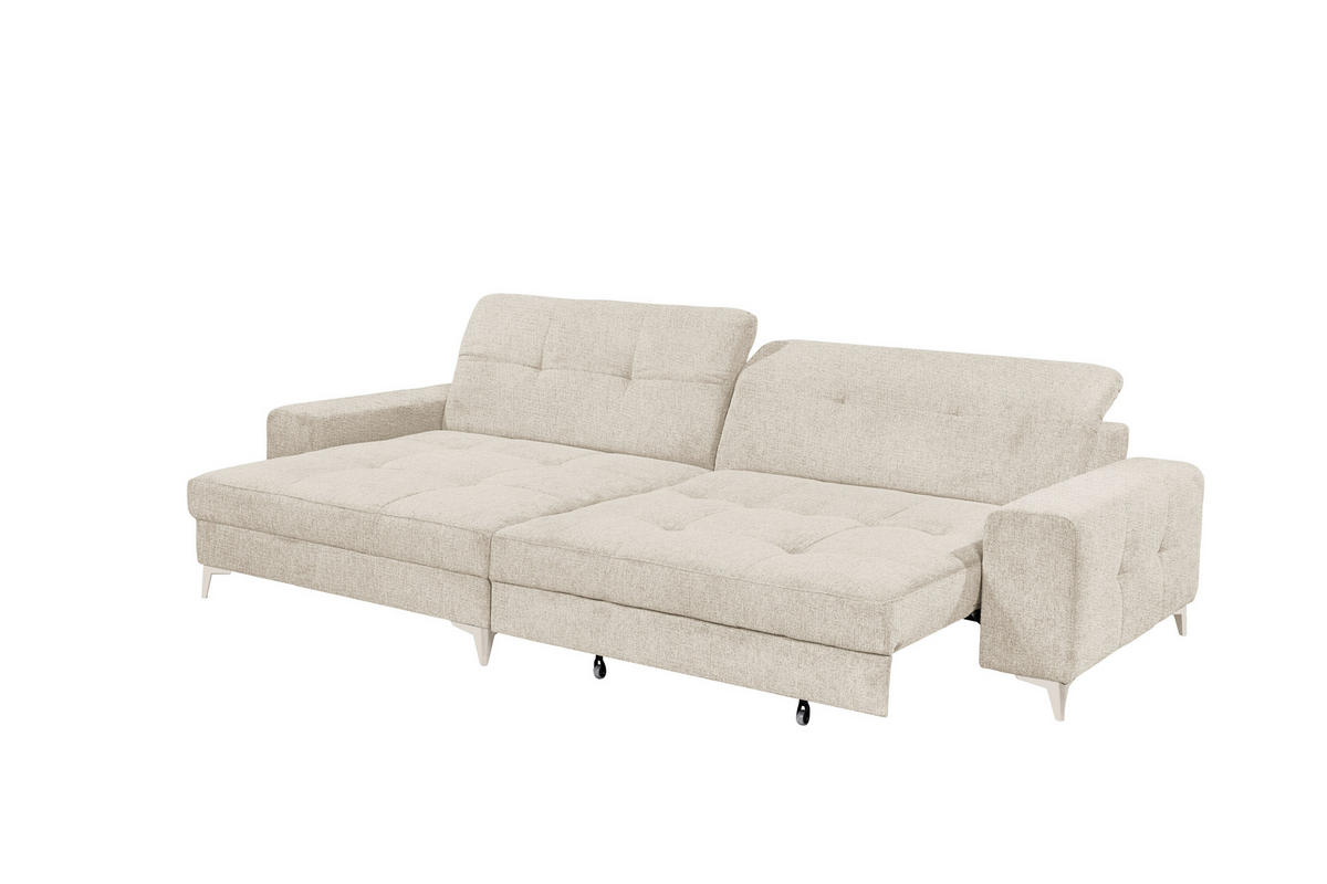 ECKSOFA SORELLA Creme Chenille Kopfteilverstellung, Sitztiefenverstellung  - Kaschmir/Creme, Design, Kunststoff/Textil (182/328cm) - MID.YOU