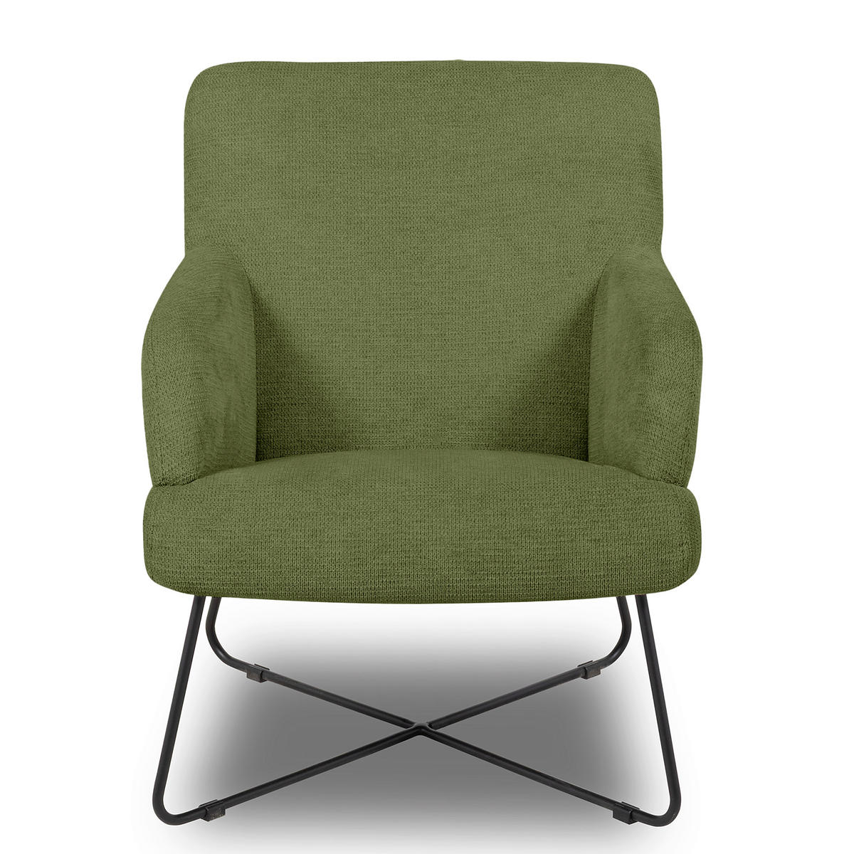 SESSEL in Chenille Grün  - Schwarz/Grün, Design, Textil/Metall (67/87/74cm) - Livetastic