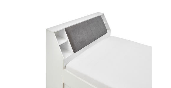 STAURAUMBETT 140/200 cm in Weiß - Weiß/Grau, KONVENTIONELL, Holzwerkstoff/Textil (140/200cm) - Carryhome
