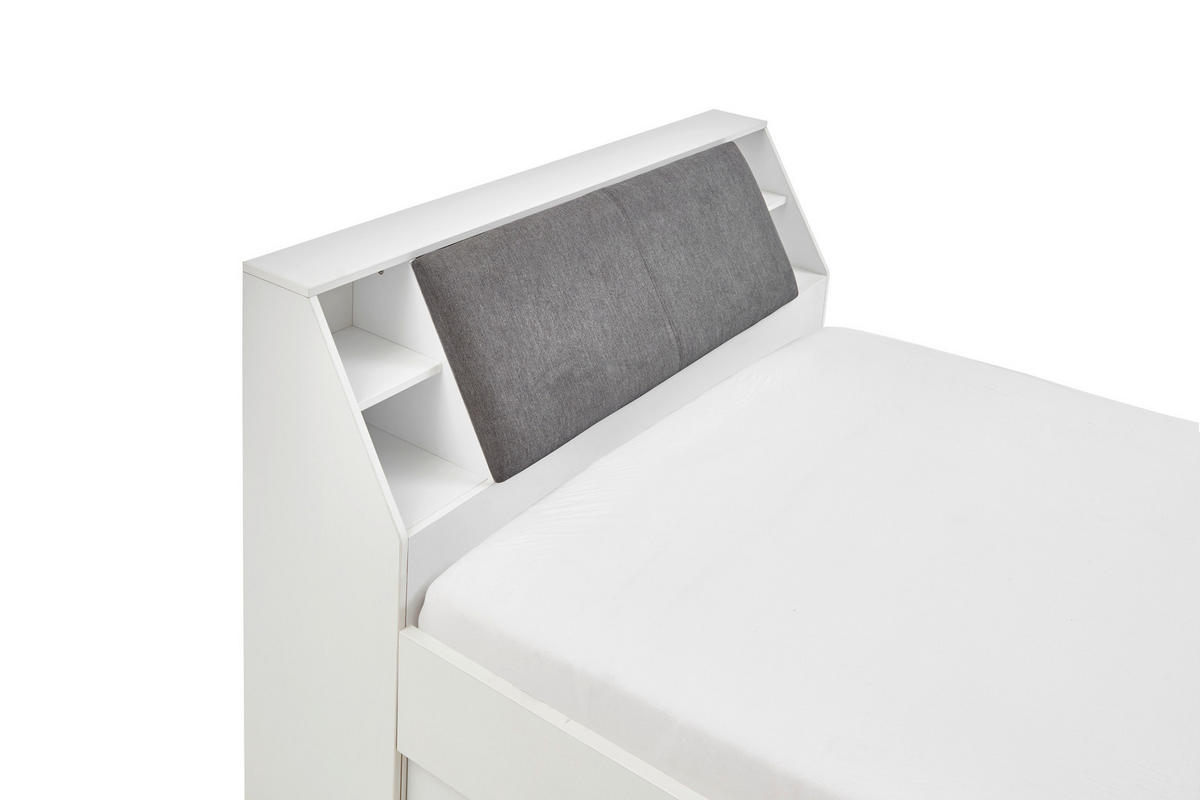 POSTEL S ÚLOŽNÝM PROSTOREM, 140/200 cm bílá - bílá/šedá, Konvenční, kompozitní dřevo/textil (140/200cm) - Carryhome