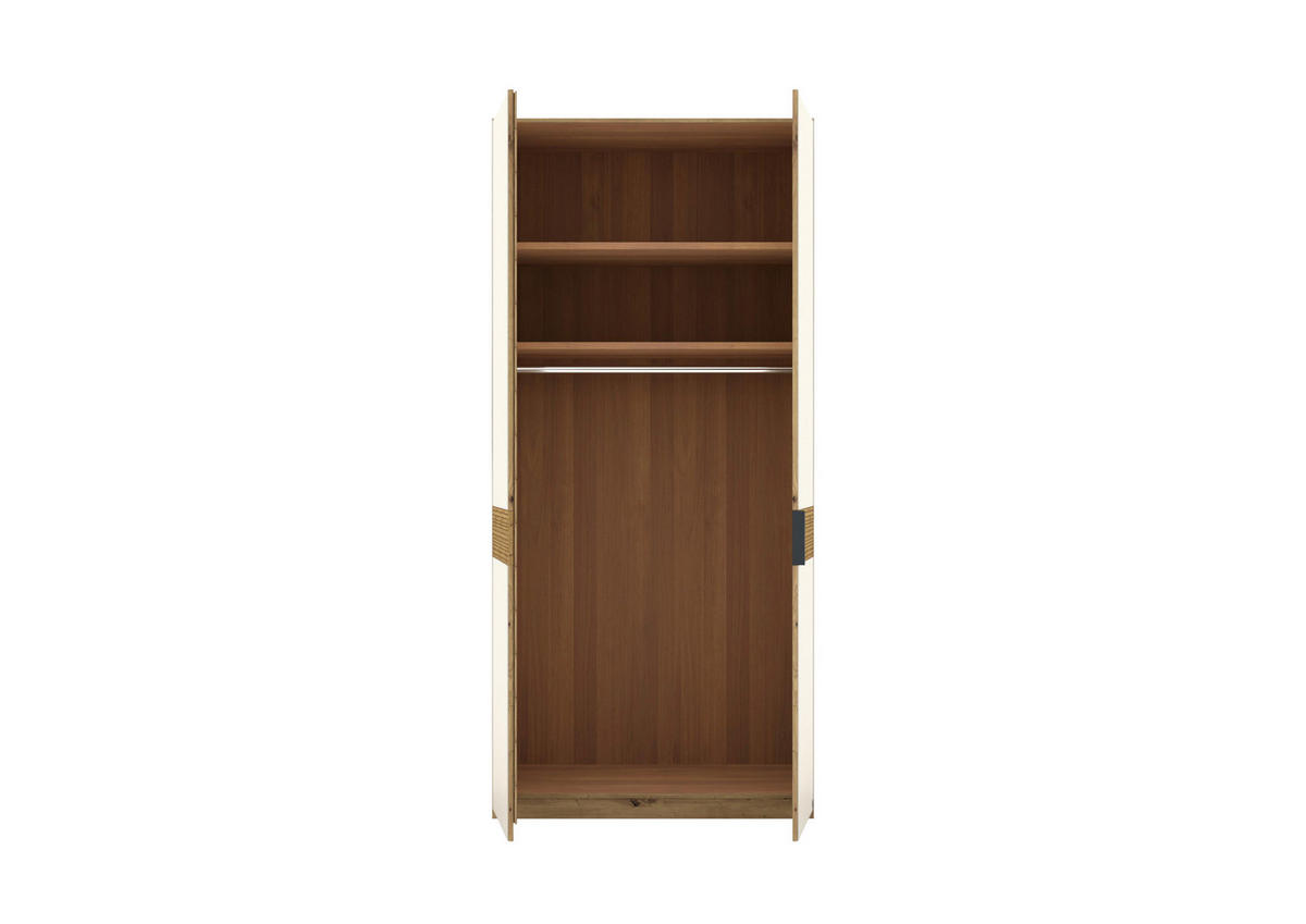 DREHTÜRENSCHRANK 100/216/58 cm,  in Champagner, Eiche Bianco, 2 Tür(en)  - Schieferfarben/Eiche Bianco, Design, Glas/Holz (100/216/58cm) - Musterring