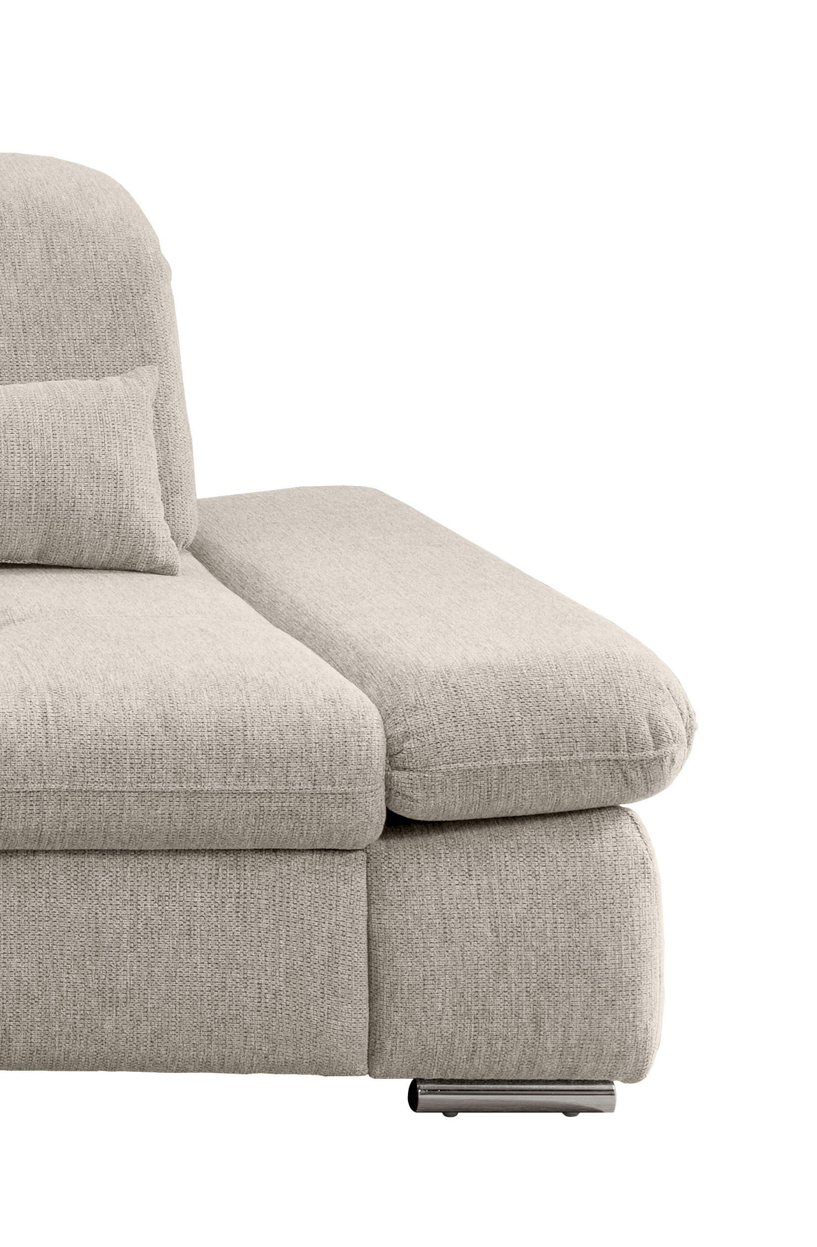 ECKSOFA Beige Chenille  - Chromfarben/Beige, Design, Textil/Metall (196/300cm) - Livetastic