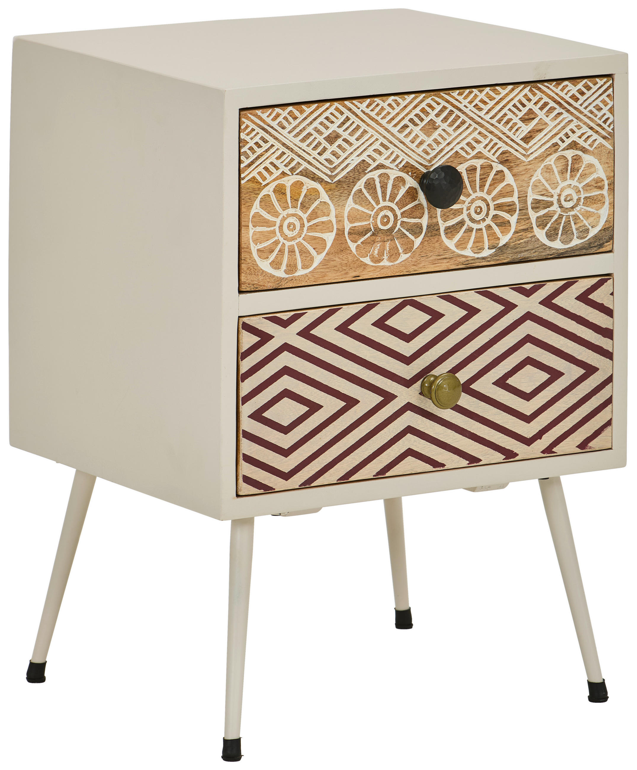 NACHTSCHRANK 40/55/35 cm Mangoholz vollmassiv  - Goldfarben/Schwarz, LIFESTYLE, Holz/Metall (40/55/35cm) - Landscape