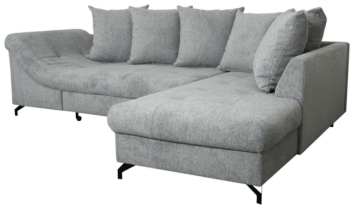 SEDEŽNA GARNITURA, tkanina siva  - črna/siva, Design, kovina/tekstil (190/90/270cm) - Carryhome