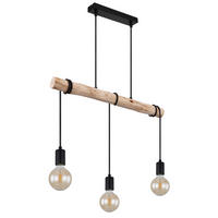 HÄNGELEUCHTE 60/5/120 cm  - Schwarz/Naturfarben, Natur, Holz/Metall (60/5/120cm) - Globo