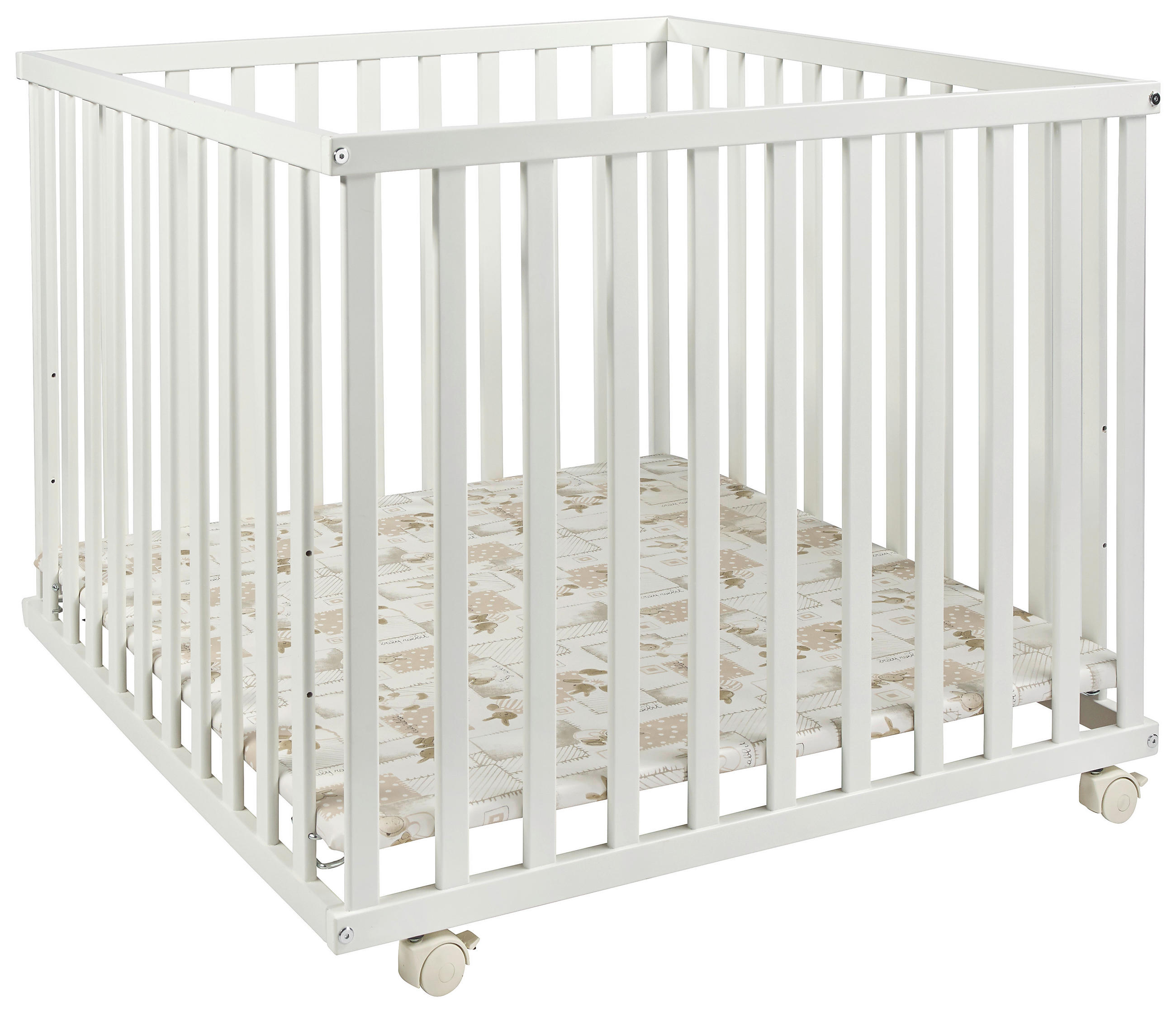 LAUFGITTER 97/97/70 cm  - Weiß, Basics, Holz/Kunststoff (97/97/70cm) - My Baby Lou