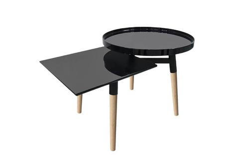 XXXL ODKLÁDACÍ STOLEK, bambus, černá