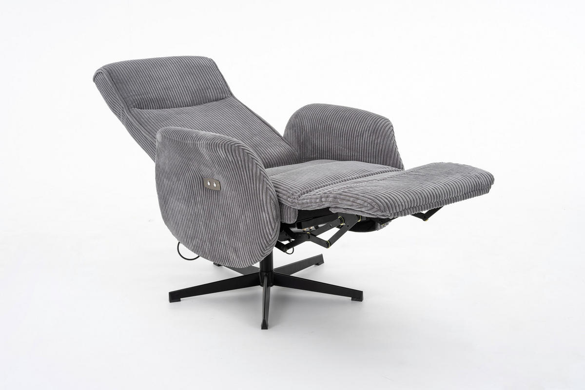 RELAXSESSEL in Metall, Textil Grau, Schwarz  - Schwarz/Grau, Trend, Textil/Metall (73/111-77/82-160cm) - Xora