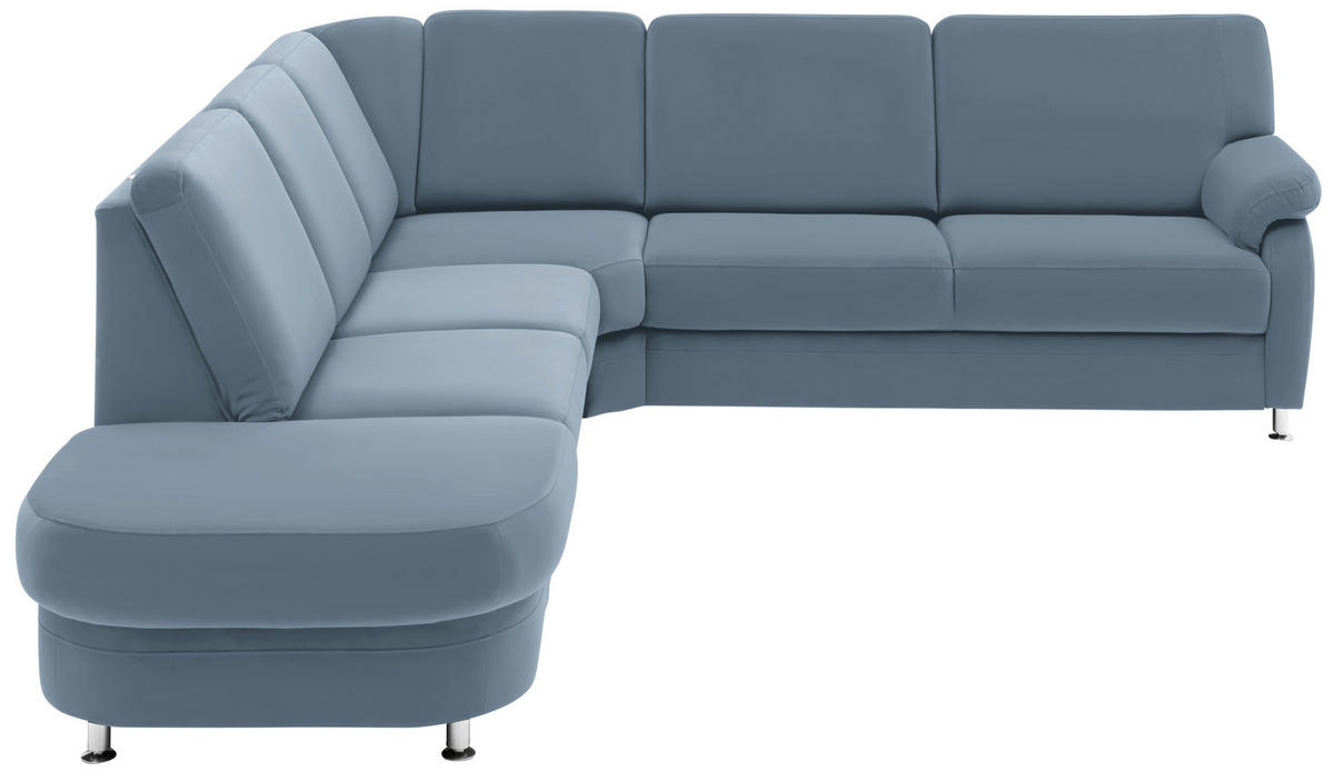 ECKSOFA  in Flachgewebe Blau  287/269 cm  - Blau/Alufarben, KONVENTIONELL, Textil/Metall (287/269cm) - Beldomo System