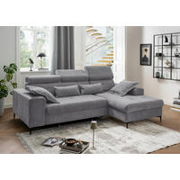 ECKSOFA Chenille Dunkelgrau  - Dunkelgrau/Schwarz, Basics, Textil/Metall (270/186cm) - Livetastic