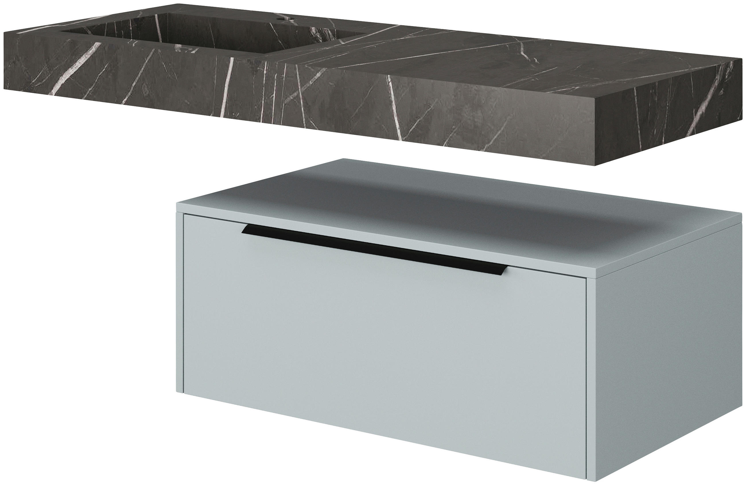 WASCHTISCHKOMBI 120 cm  - Schwarz/Grau, Design, Holzwerkstoff/Stein (120cm) - Voleo