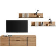 WOHNWAND  in Eichefarben  306/185/44 cm  - Eichefarben/Anthrazit, Natur, Glas/Holz (306/185/44cm) - Valnatura