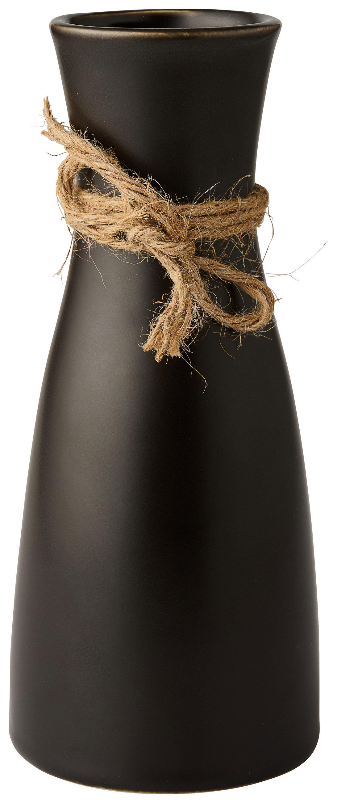 Vază 20  cm  - culoare natur/negru, Basics, ceramică/textil (8,5/20cm) - Ambia Home