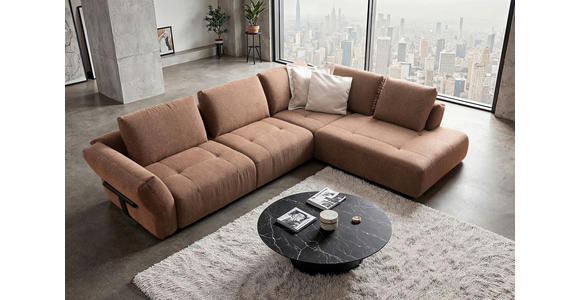 ECKSOFA Kupferfarben Chenille  - Schwarz/Kupferfarben, KONVENTIONELL, Holz/Textil (324/234cm) - Belluti