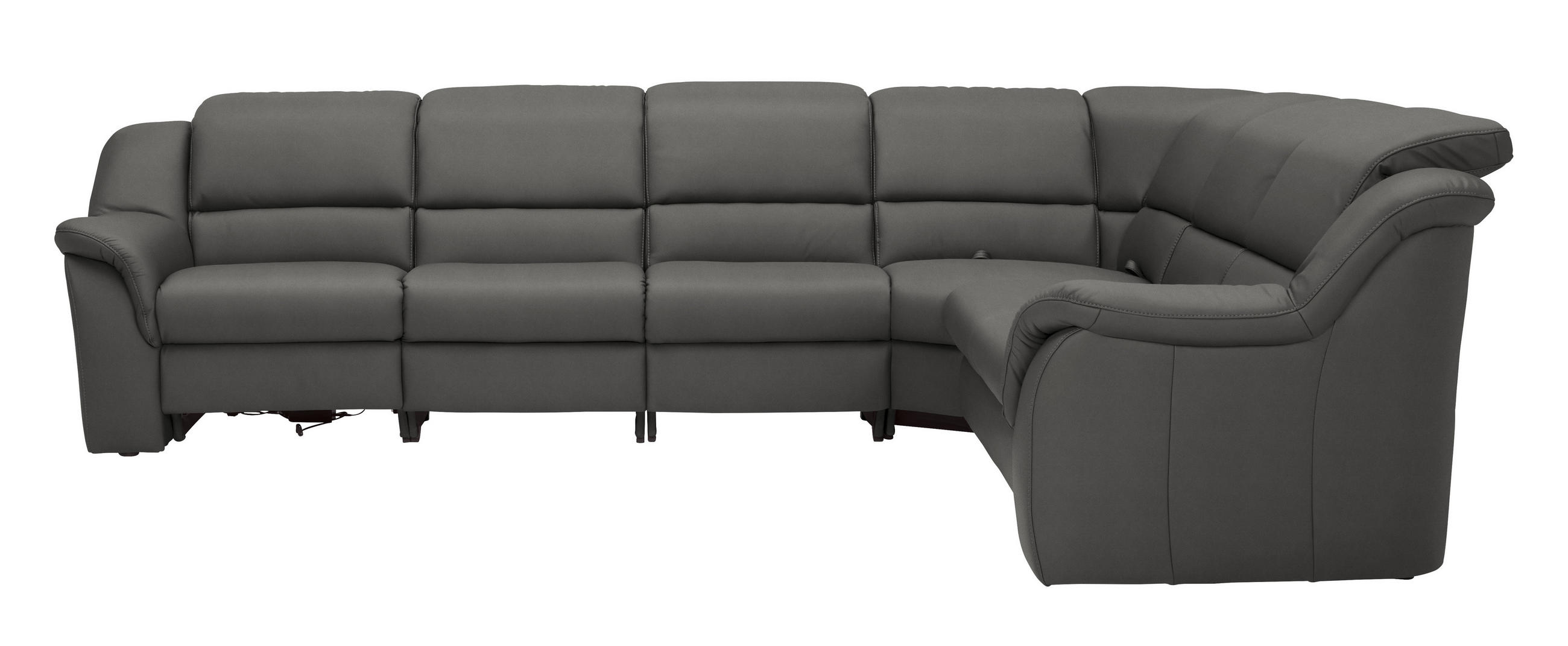 ECKSOFA 324/260 cm  in Echtleder Dunkelgrau  324/260 cm  - Chromfarben/Dunkelgrau, KONVENTIONELL, Leder/Kunststoff (324/260cm) - Cantus