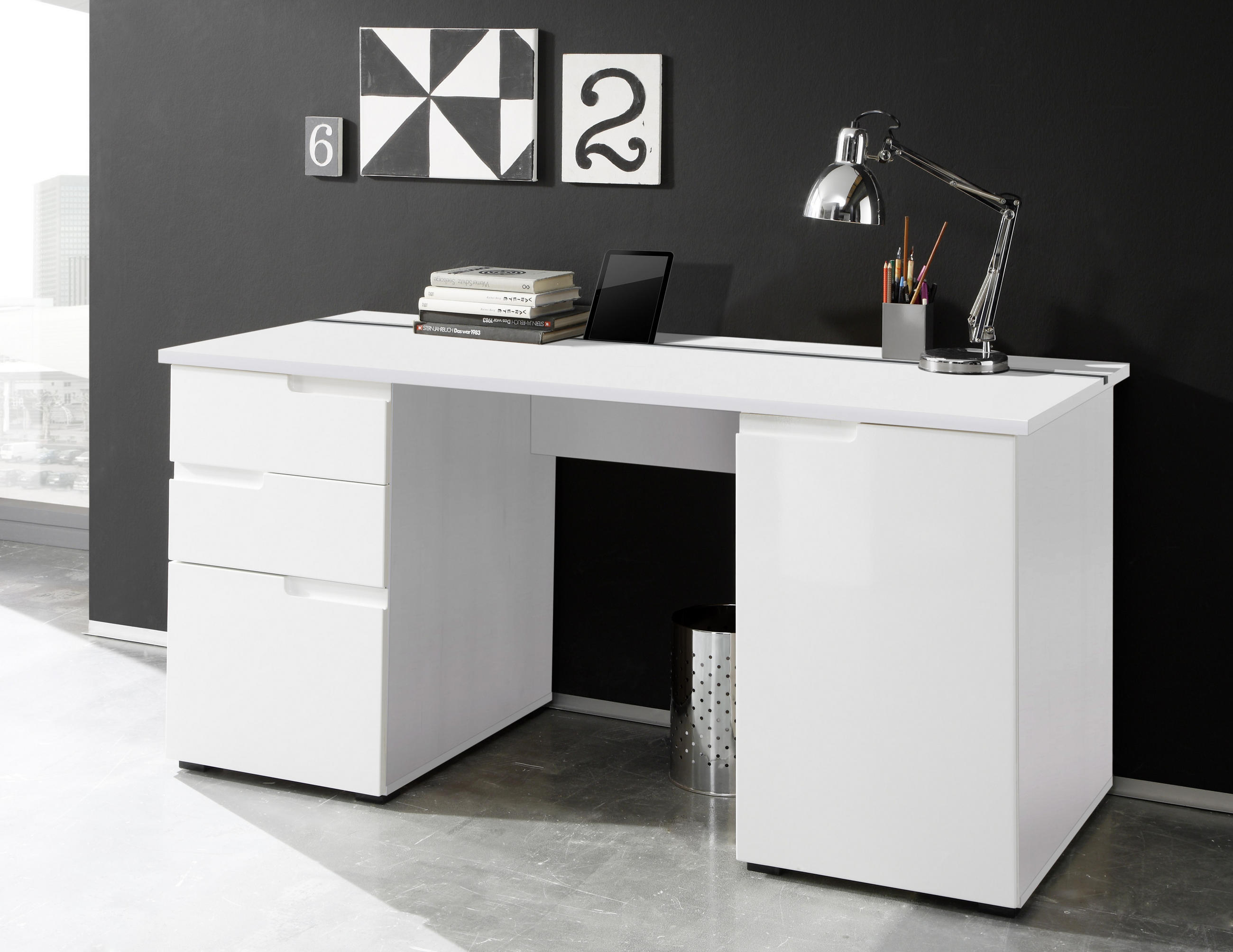 PISAĆI STOL bijela drvni materijal - bijela, Design, drvni materijal (158/76/67cm) - Xora