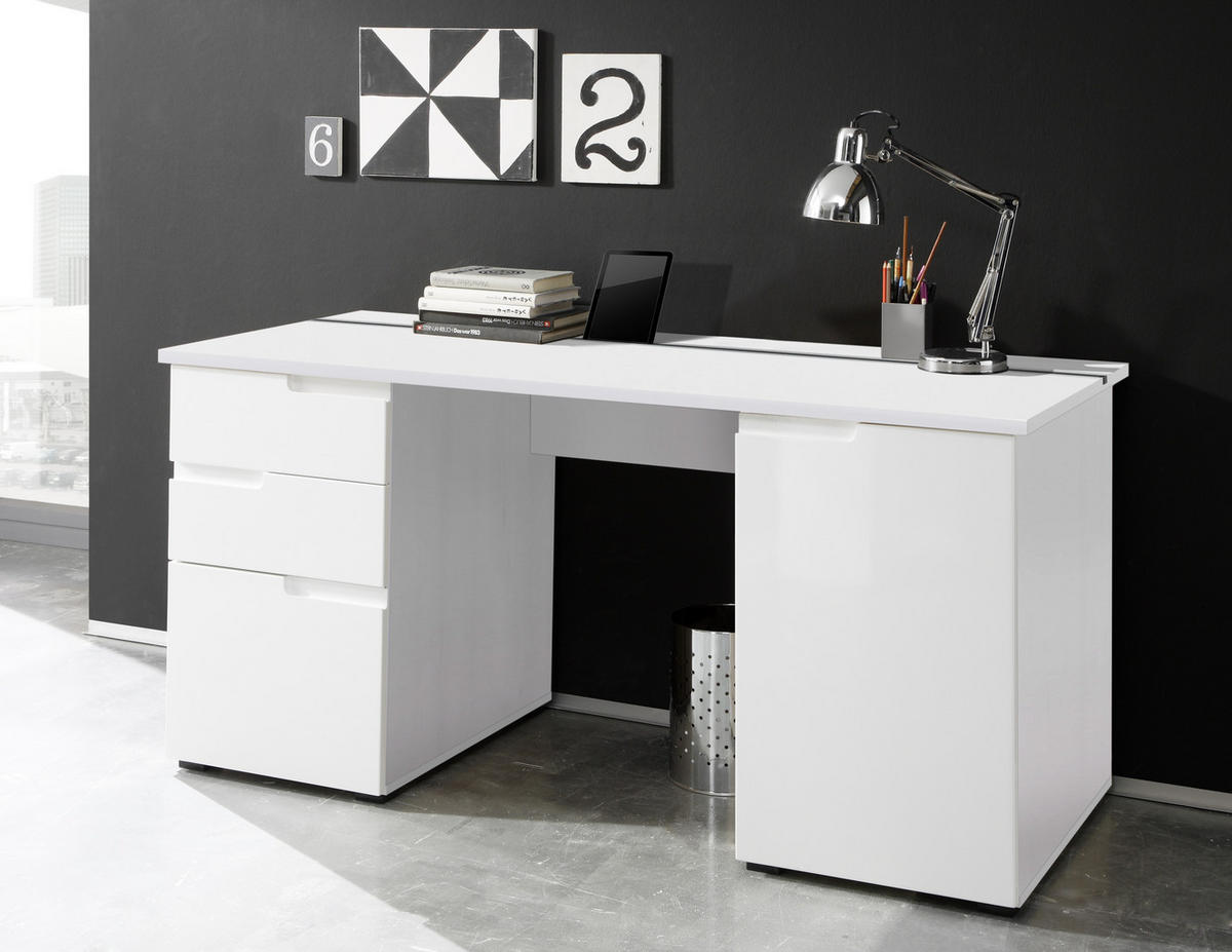 ÍRÓASZTAL 158/76/67 cm  - fehér, Design, faalapú anyag (158/76/67cm) - Xora
