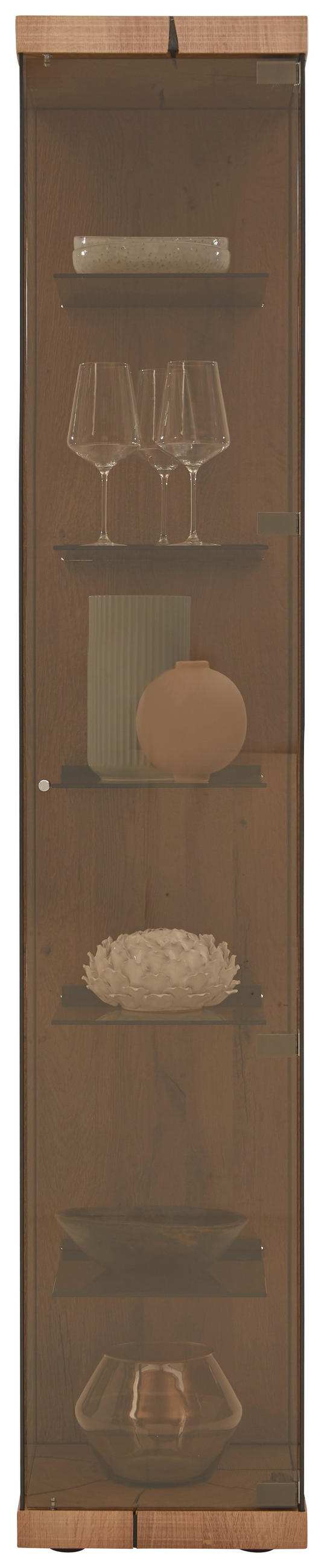 VITRINE Eichefarben  39/207/44 cm  - Edelstahlfarben/Eichefarben, Natur, Glas/Holz (39/207/44cm) - Valnatura