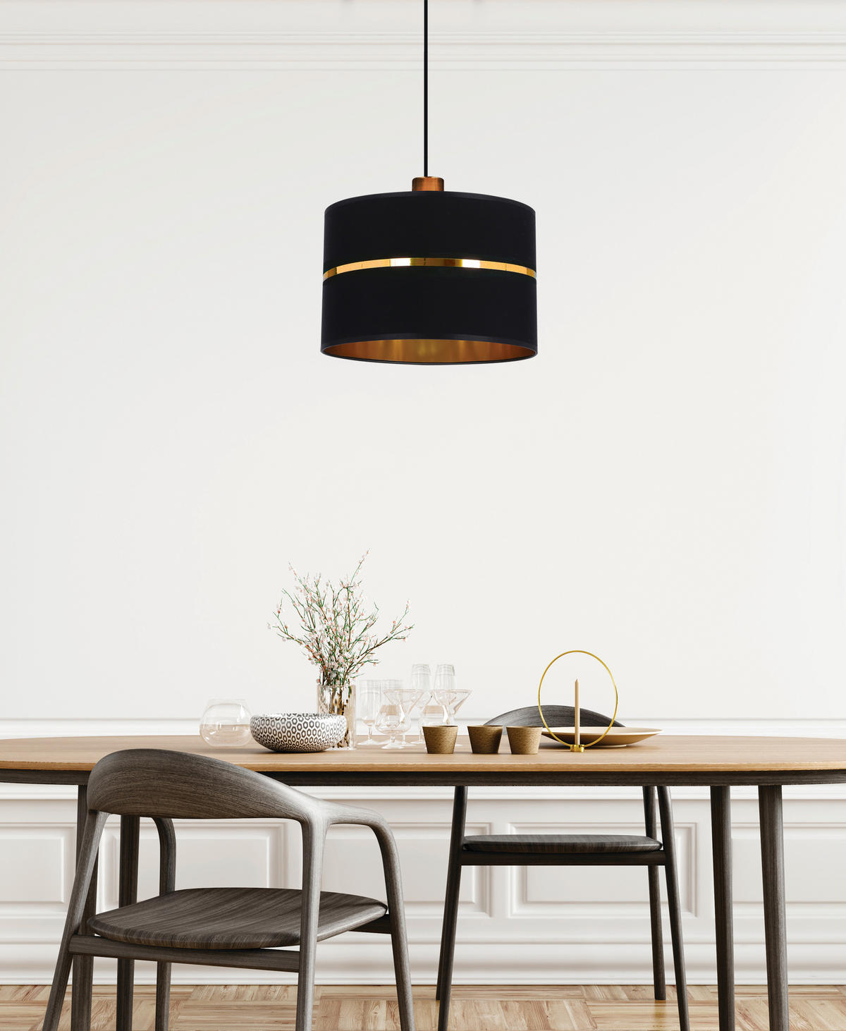 PENDELLEUCHTE Assam 30/30/105 cm   - Goldfarben/Schwarz, KONVENTIONELL, Kunststoff/Metall (30/30/105cm)